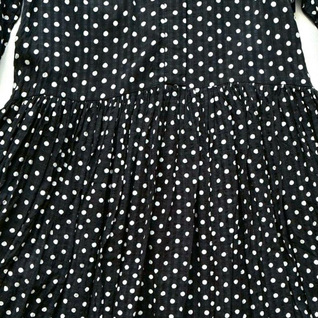 【新品タグ付き】BEARDSLEY　大人気✨ドットギャザーロングワンピース 黒