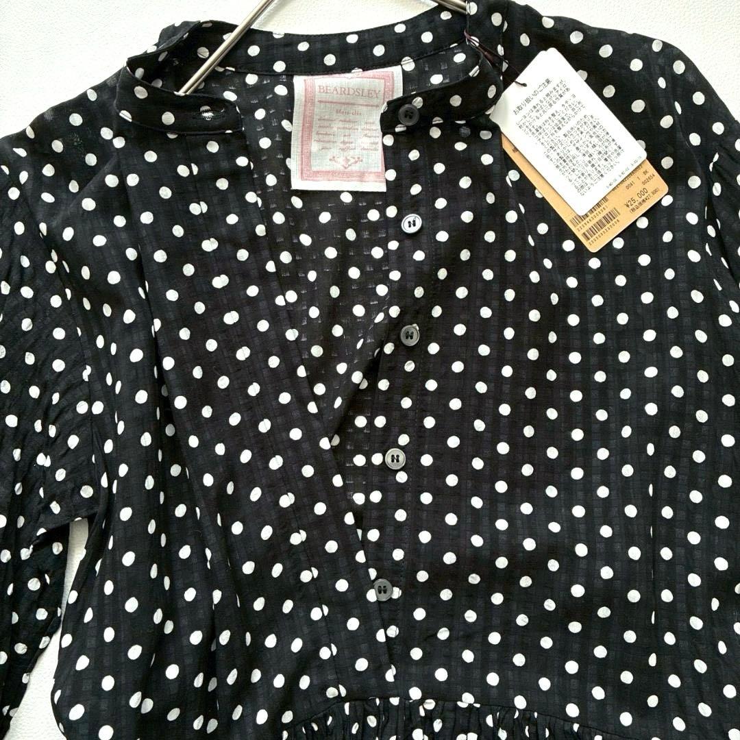 【新品タグ付き】BEARDSLEY　大人気✨ドットギャザーロングワンピース 黒