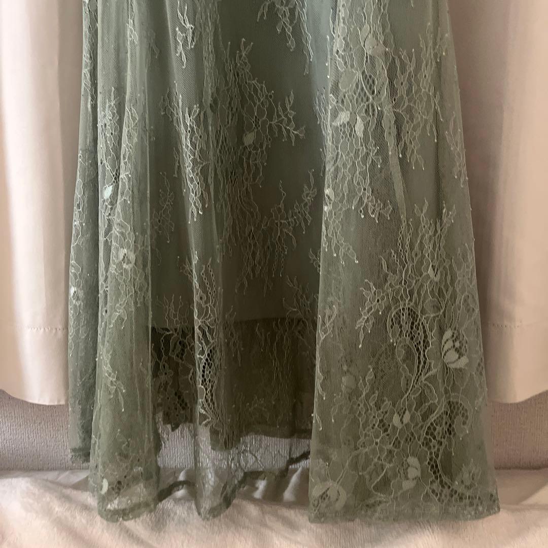 【オケージョン】ボレロレイヤーレースキャワンピース グリーン