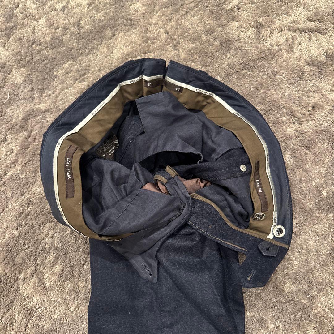 極美品　PT01 ピーティーゼロウーノ　スラックス　ネイビー　46 M