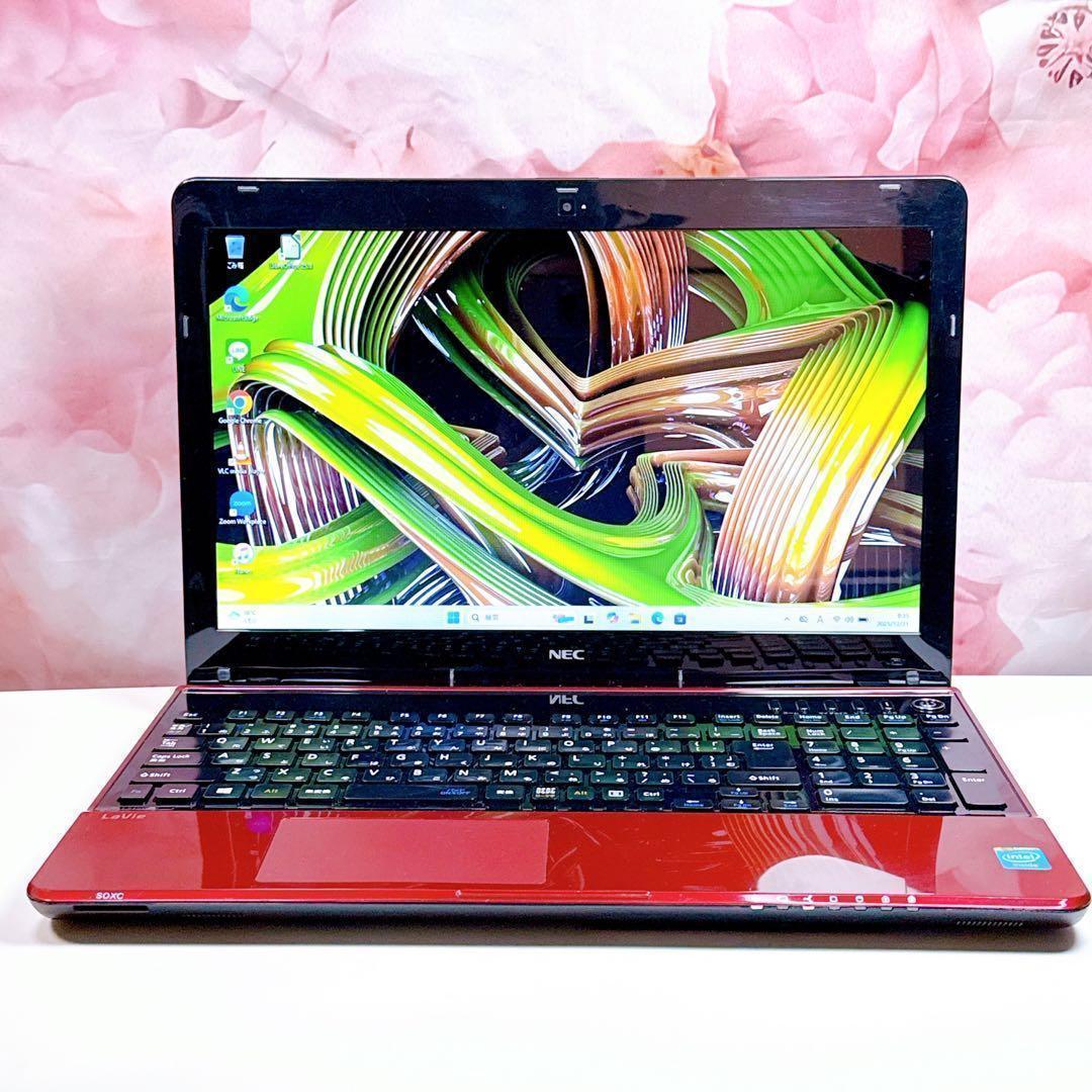 新品爆速SSD✨windows11ノートパソコン✨赤 オフィス カメラ お洒落
