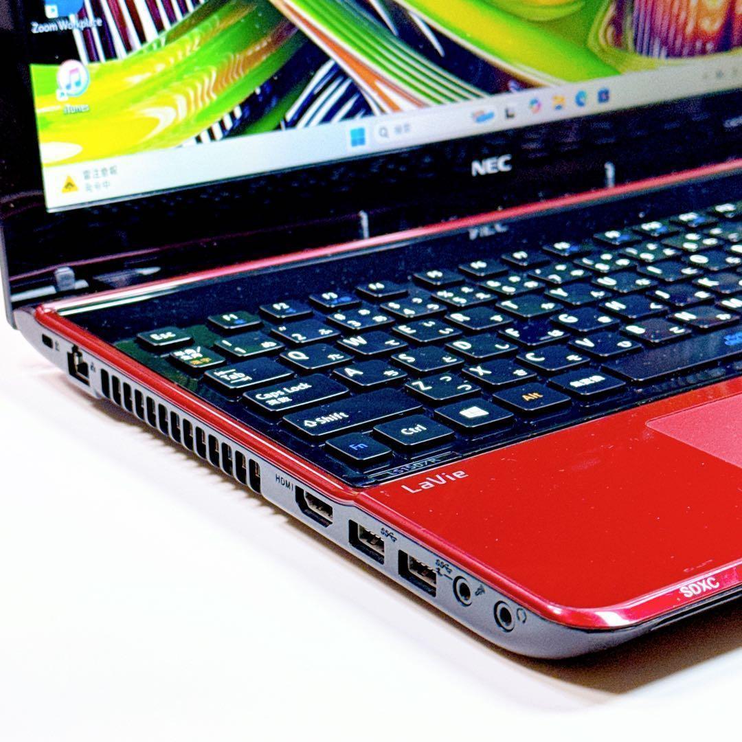 新品爆速SSD✨windows11ノートパソコン✨赤 オフィス カメラ お洒落