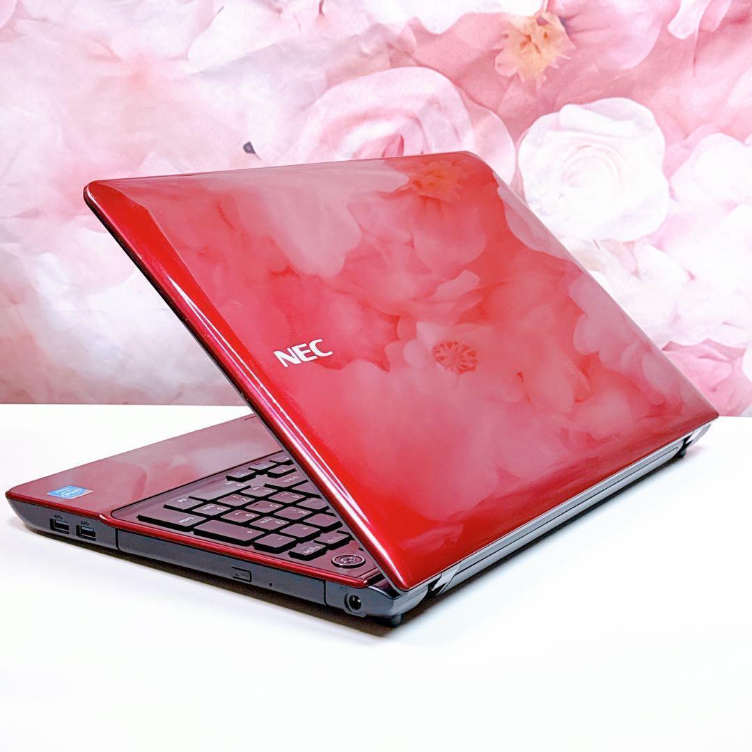 新品爆速SSD✨windows11ノートパソコン✨赤 オフィス カメラ お洒落
