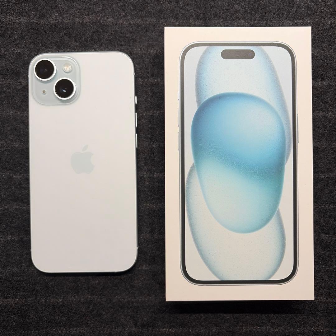 【美品】iPhone15 128GB ブルー（ホワイト） Appleストア購入品