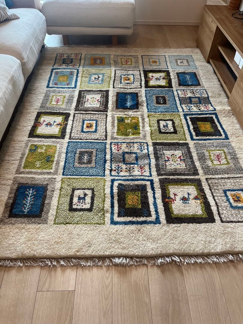 【専用】手織りギャッベ　美品！ 約200cm×150cm