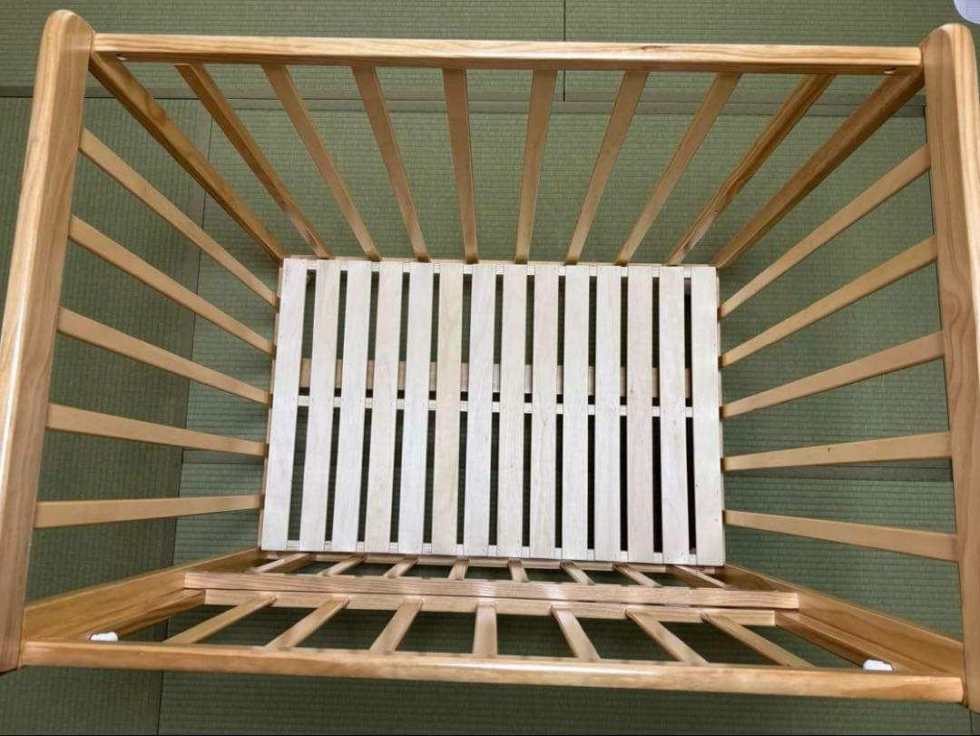 ミニサイズ ベビーベッド 60x90cm ヤトミ　キャスター付き　ナチュラル