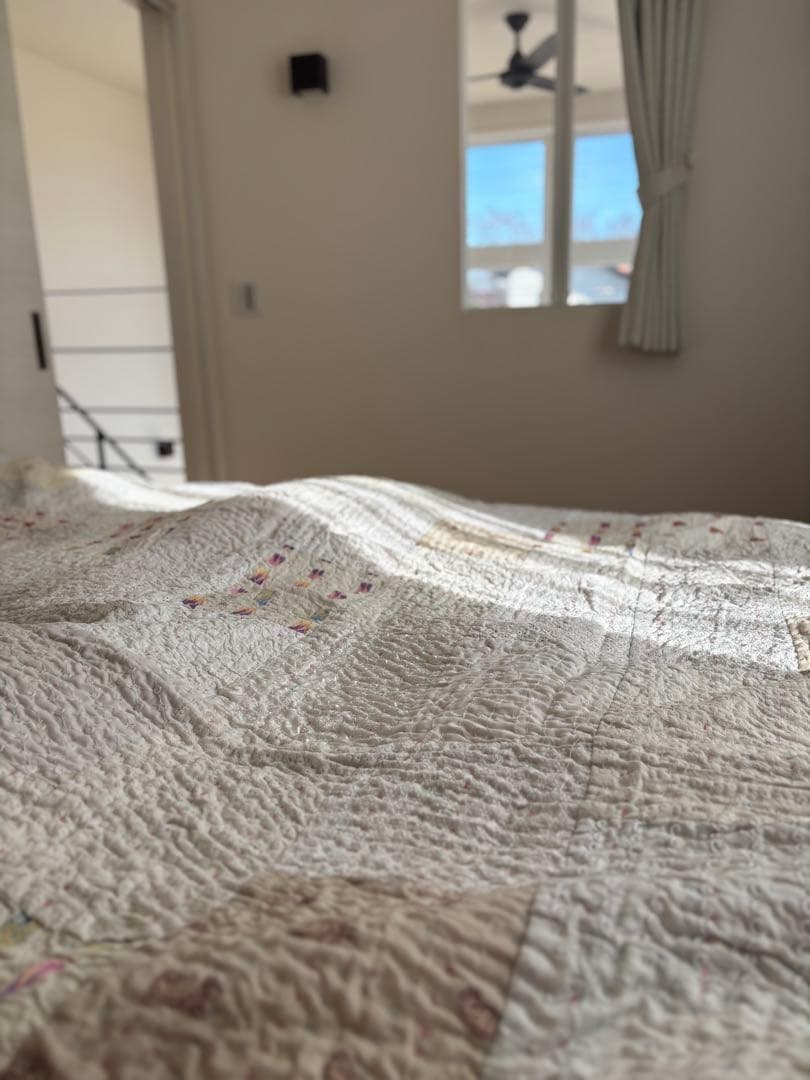 【稀少カラー】大判ラリーキルト　インド刺繍　カンタ　ヴィンテージ　パッチワーク