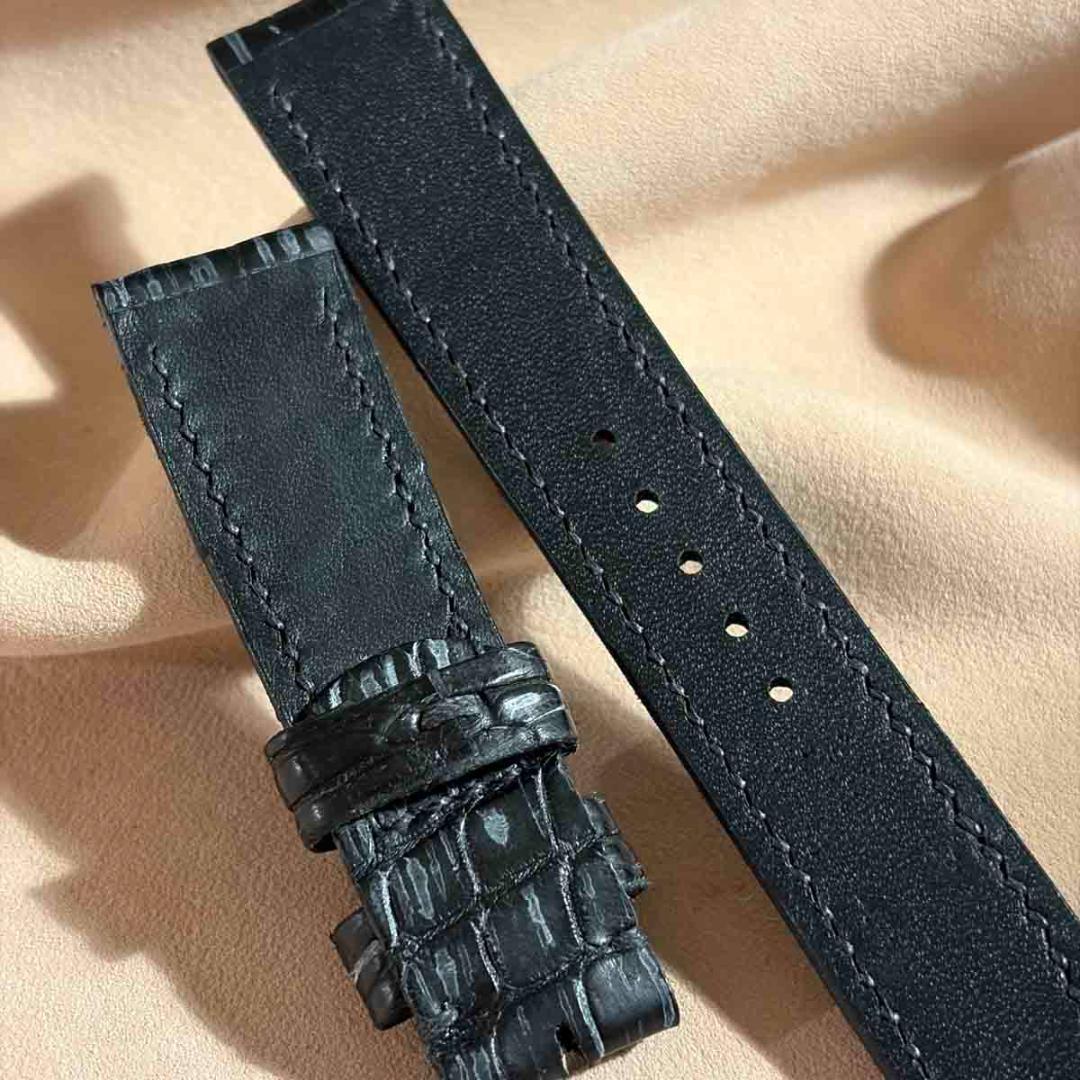 exh-52 ブライドルブラック クロコダイル 腕時計ベルト ラグ幅20mm