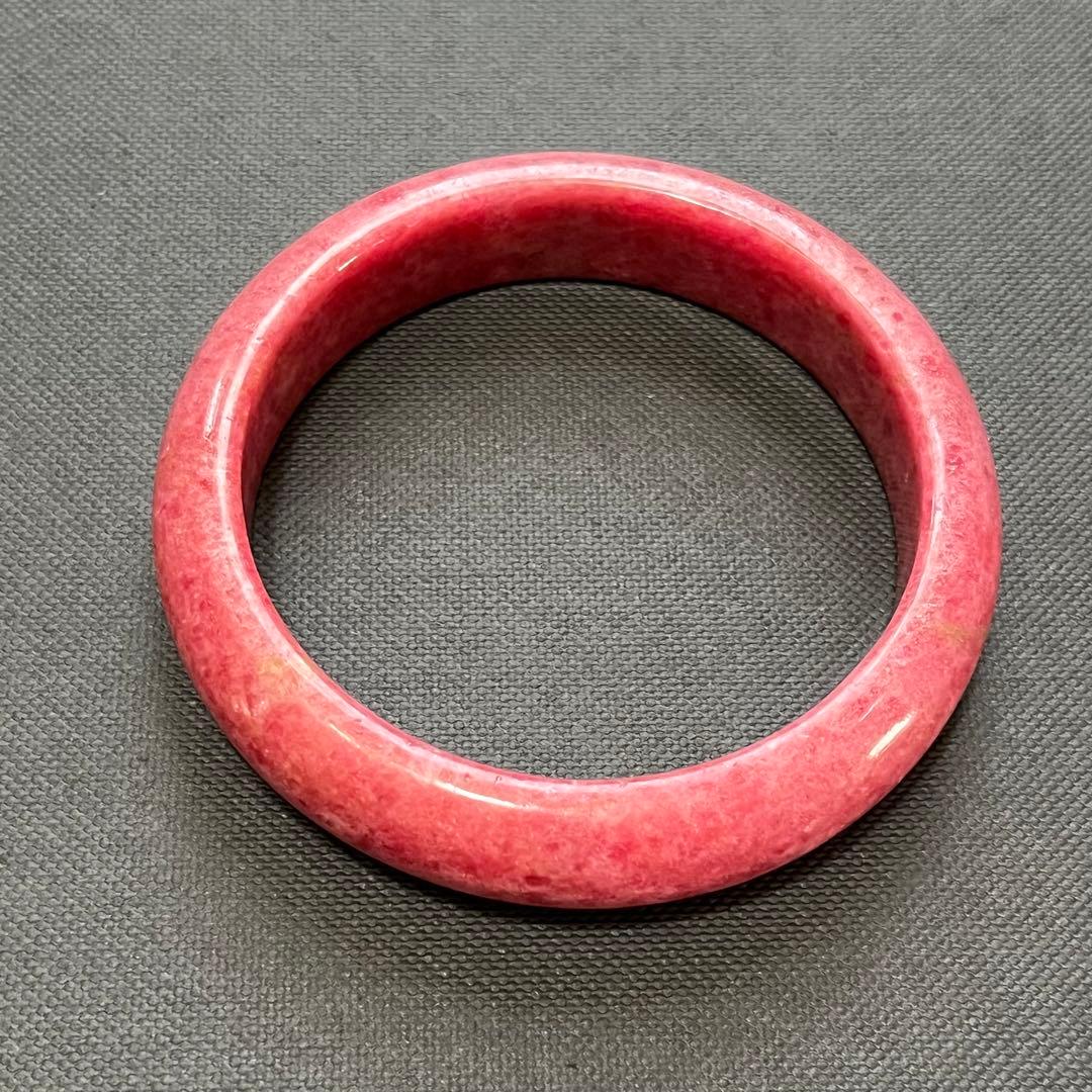 天然石 ロードナイト くり抜き バングル ブレスレット ピンク