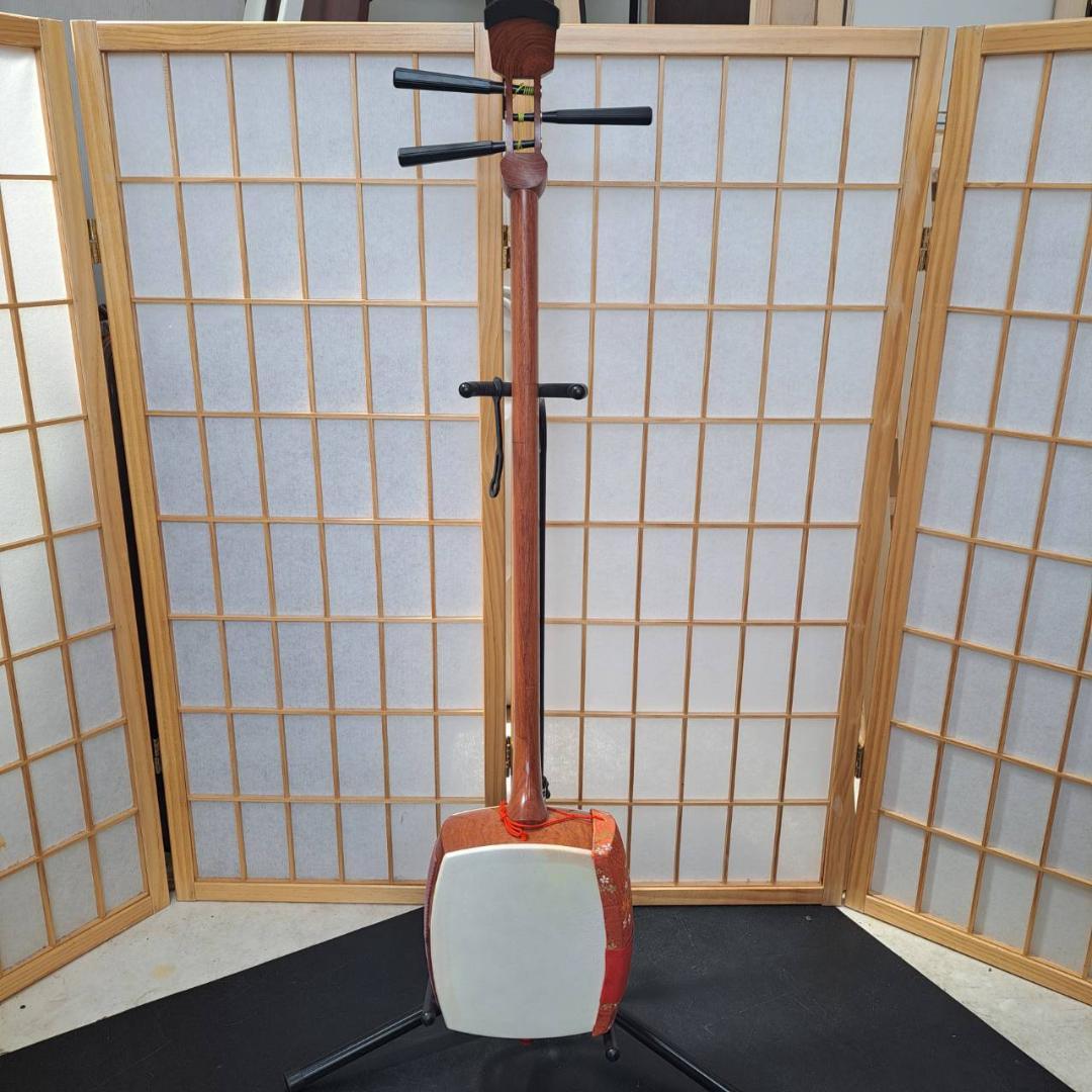 【現状品】三味線　棹太さ約2.55cm　皮破れなし　ソフトケース付き