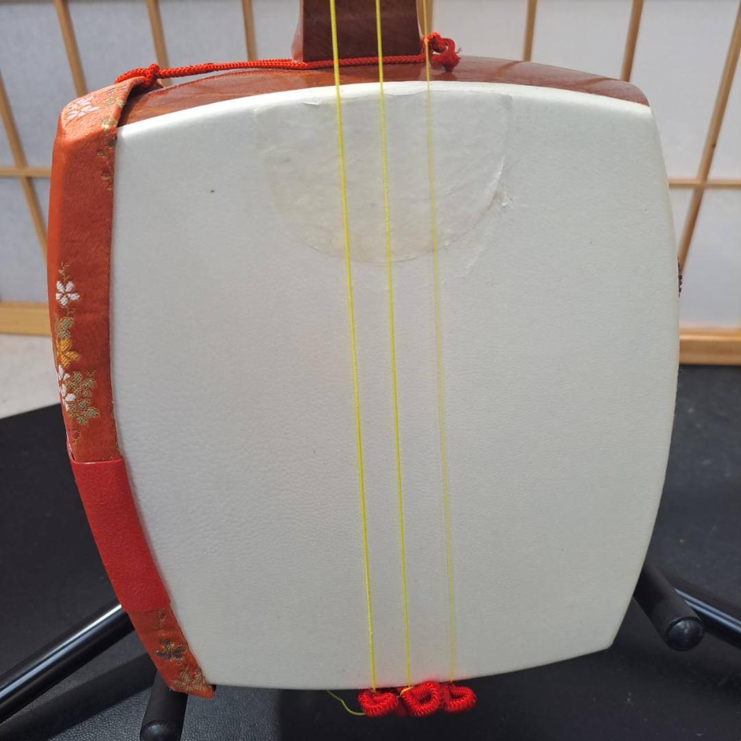 【現状品】三味線　棹太さ約2.55cm　皮破れなし　ソフトケース付き