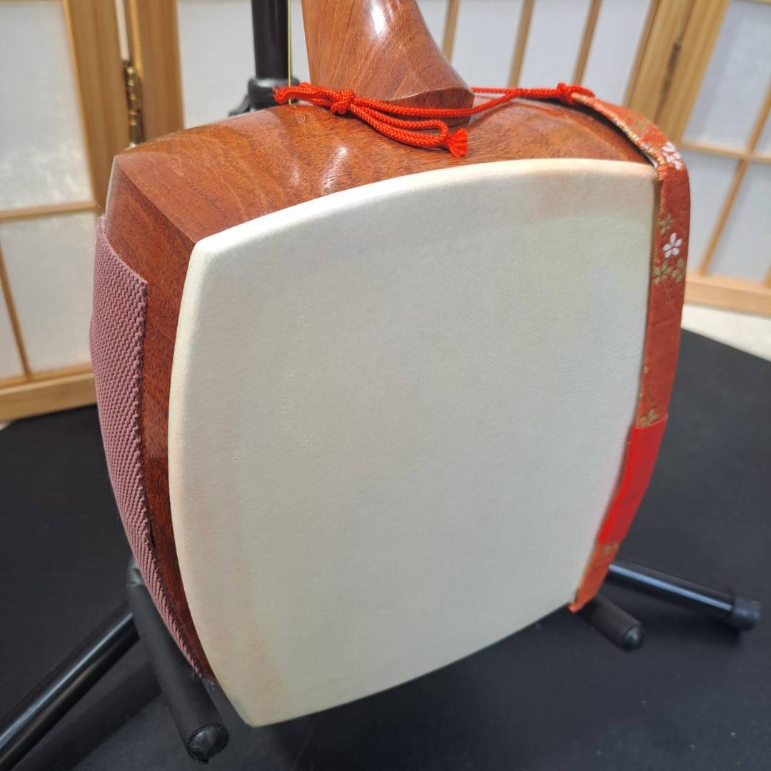 【現状品】三味線　棹太さ約2.55cm　皮破れなし　ソフトケース付き