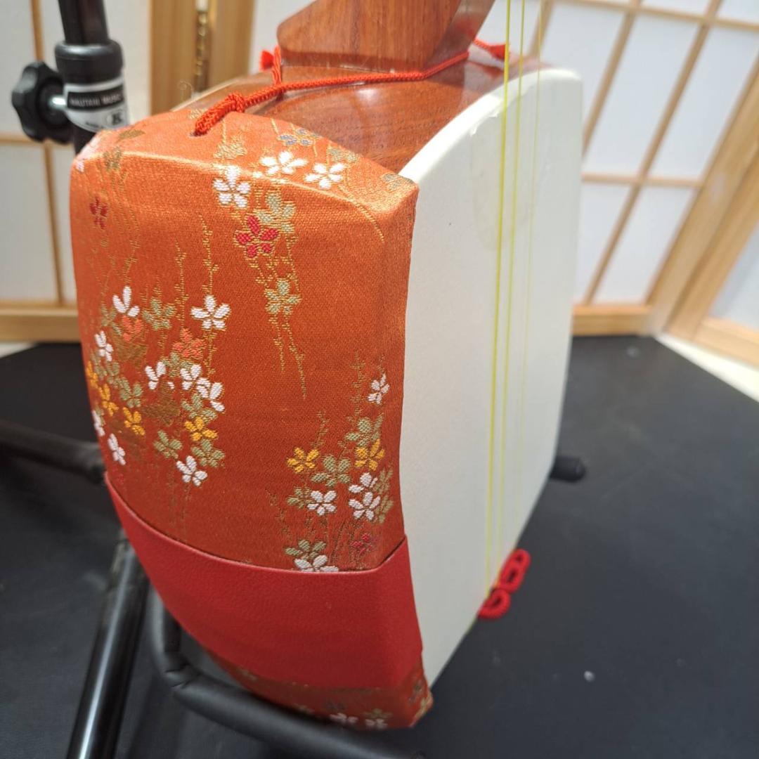 【現状品】三味線　棹太さ約2.55cm　皮破れなし　ソフトケース付き
