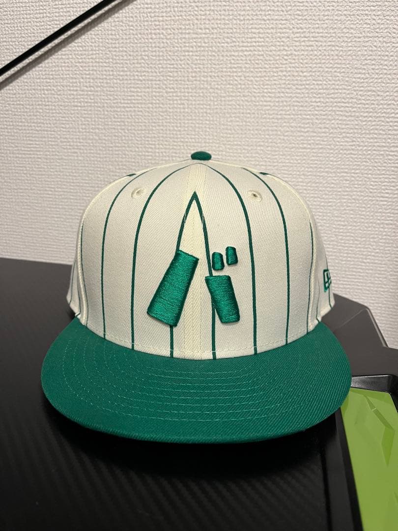 バナナマン　帽子　グリーンストライプ＆ゴールド文字　まとめ　キャップ　バ帽