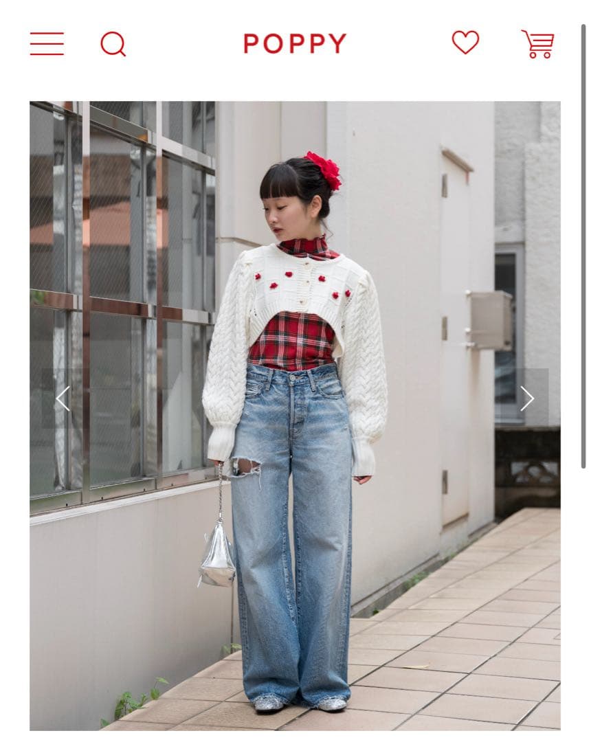 POPPY(ポピー) シースルーチェックタートルトップス