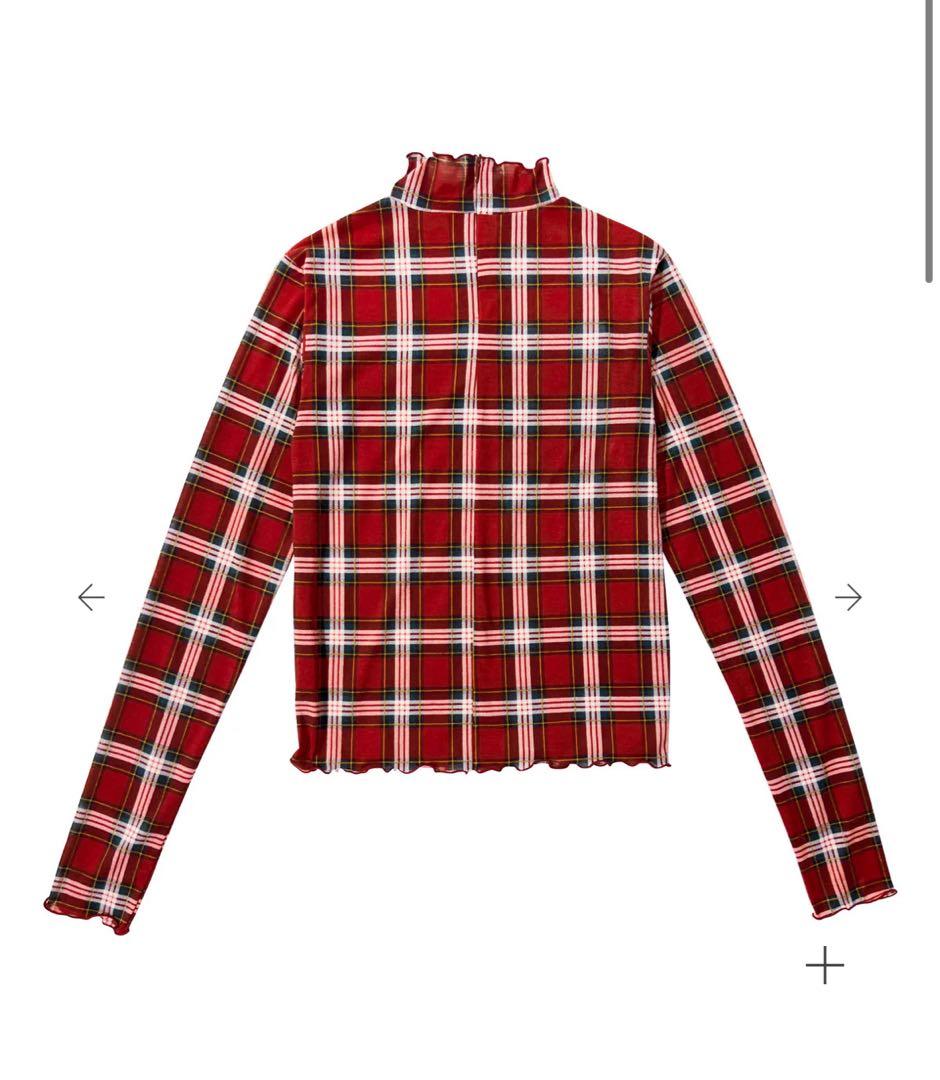 POPPY(ポピー) シースルーチェックタートルトップス