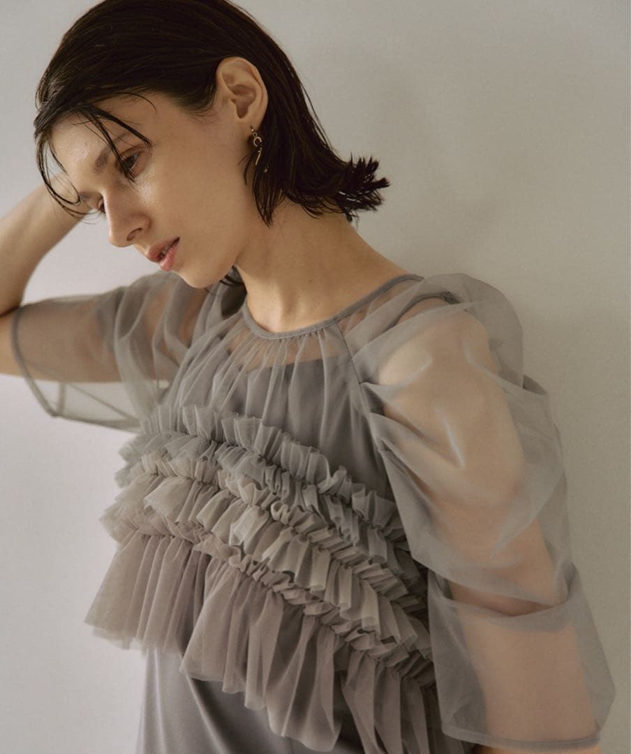 Dorry Doll フリルチュールドレス グレー