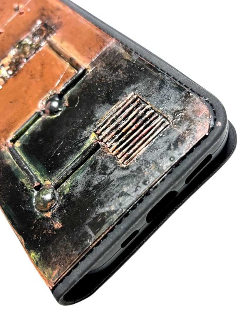 スチームパンクスペースギアBBさび塗装強化プレート手帳型ハンドメイドスマホケース