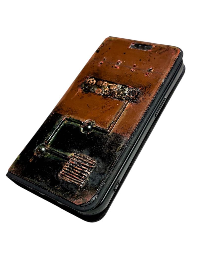 スチームパンクスペースギアBBさび塗装強化プレート手帳型ハンドメイドスマホケース