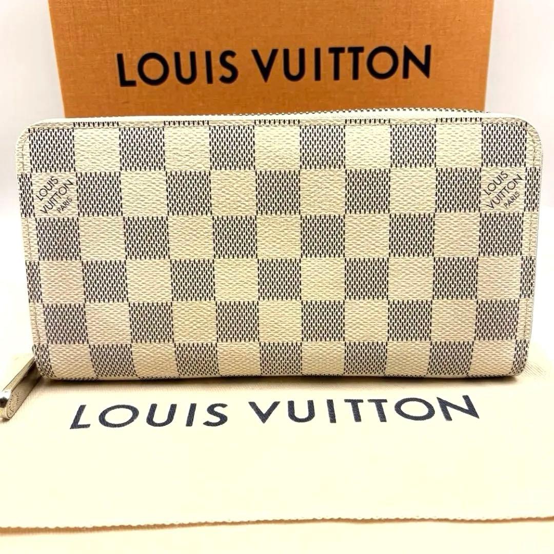 【美品】ルイヴィトン ジッピーウォレット ダミエ アズール M60019 白