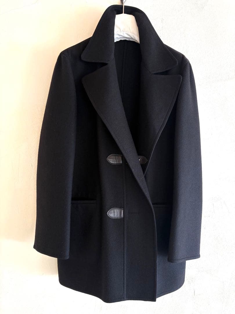 エルメスマルジェラ期レザーフックリバーシブルカシミヤコート　ブラック