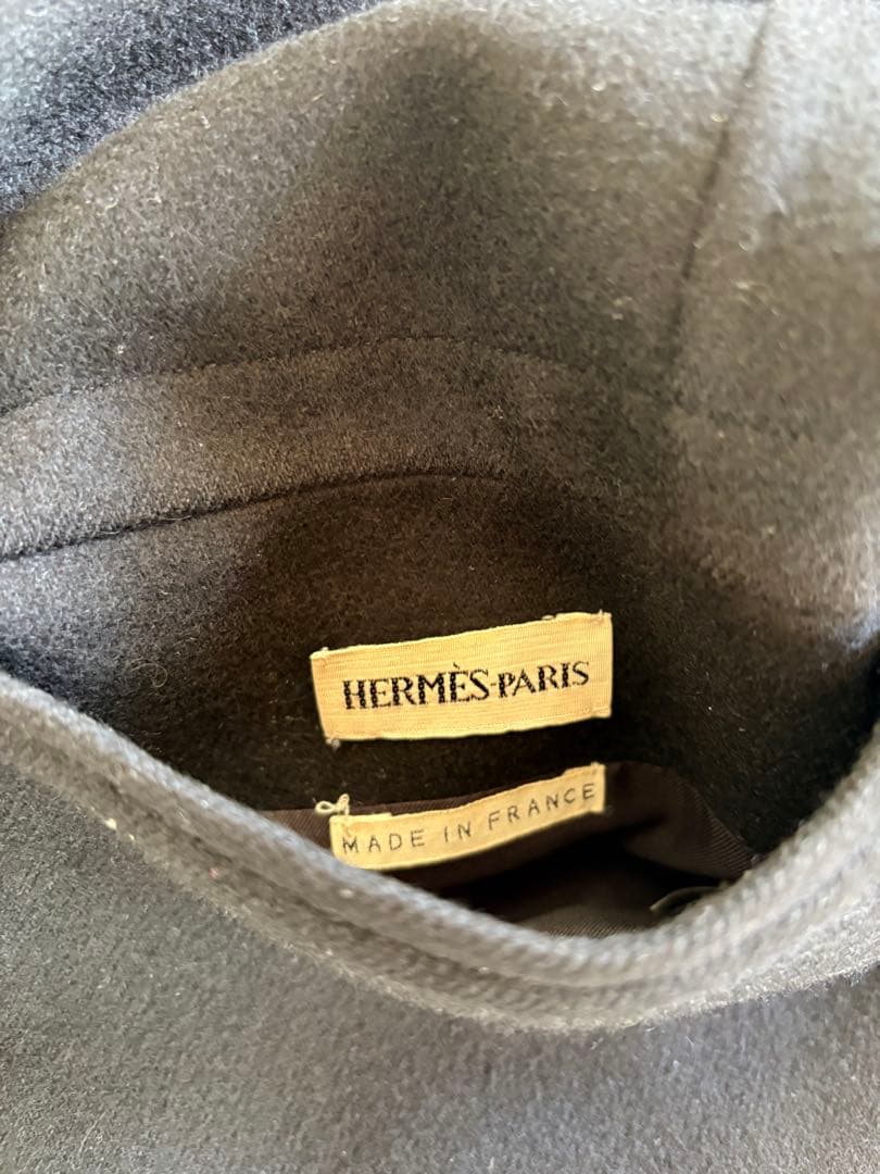 エルメスマルジェラ期レザーフックリバーシブルカシミヤコート　ブラック