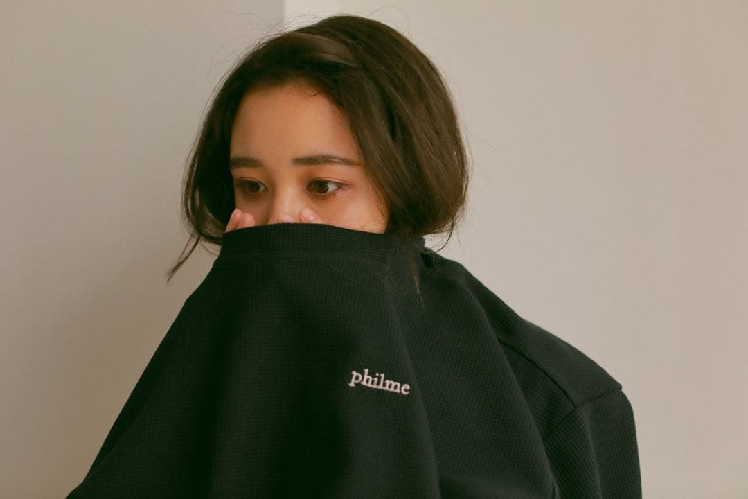 philme waffle room wear 黒 オーバーサイズ スウェット