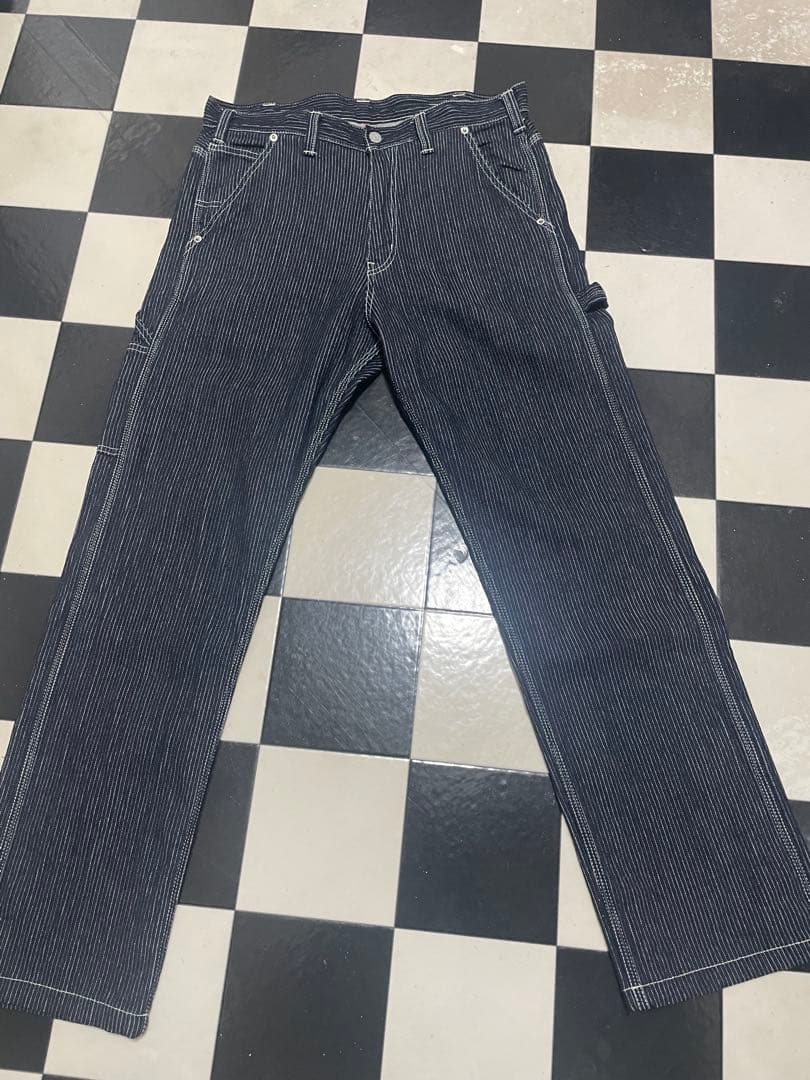 1日まで　廃盤　児島ジーンズ　ペインターパンツ　サイズ34 赤ステッチ