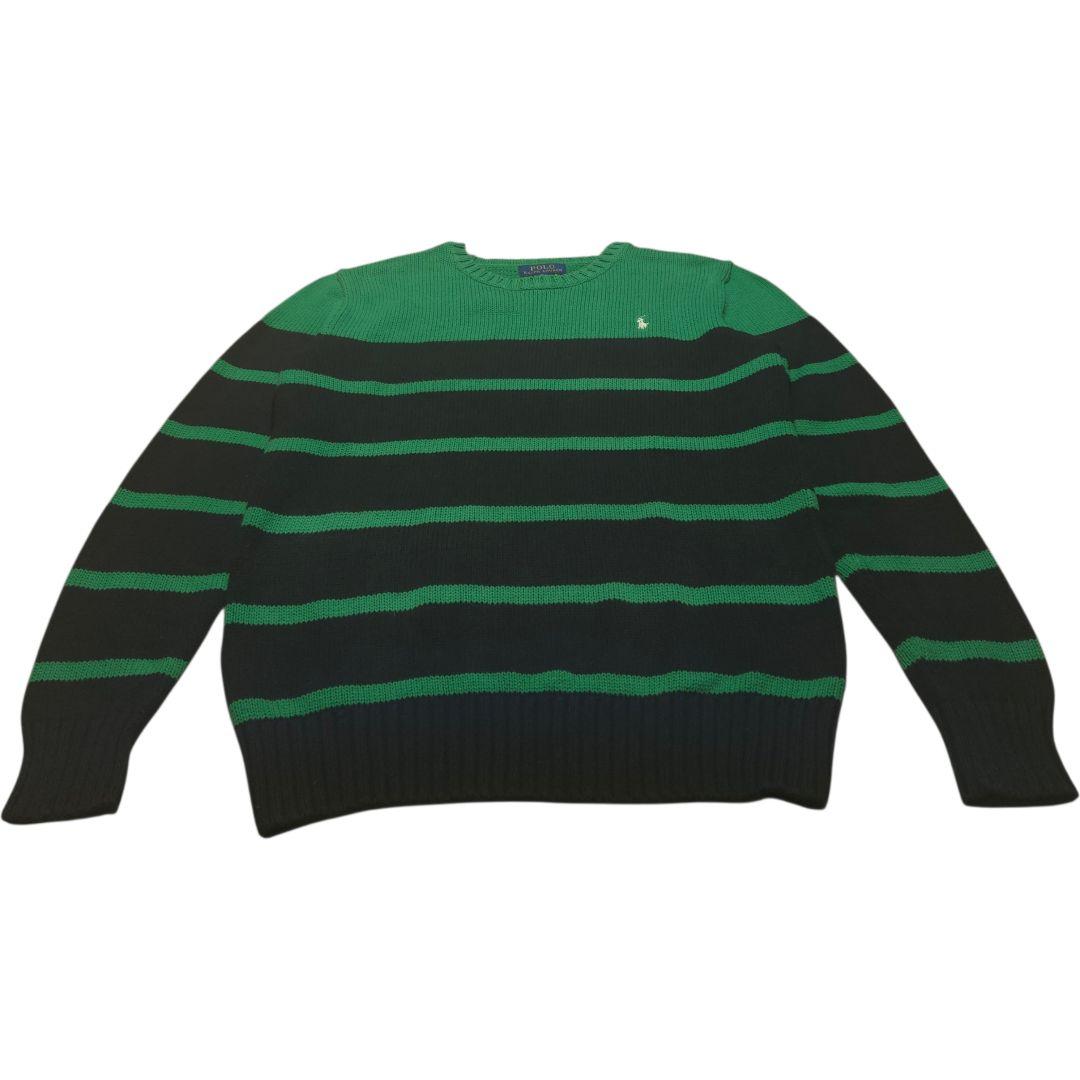 良色　ポロラルフローレン　ボーダーニットセーター　ワンポイント刺繍　POLO