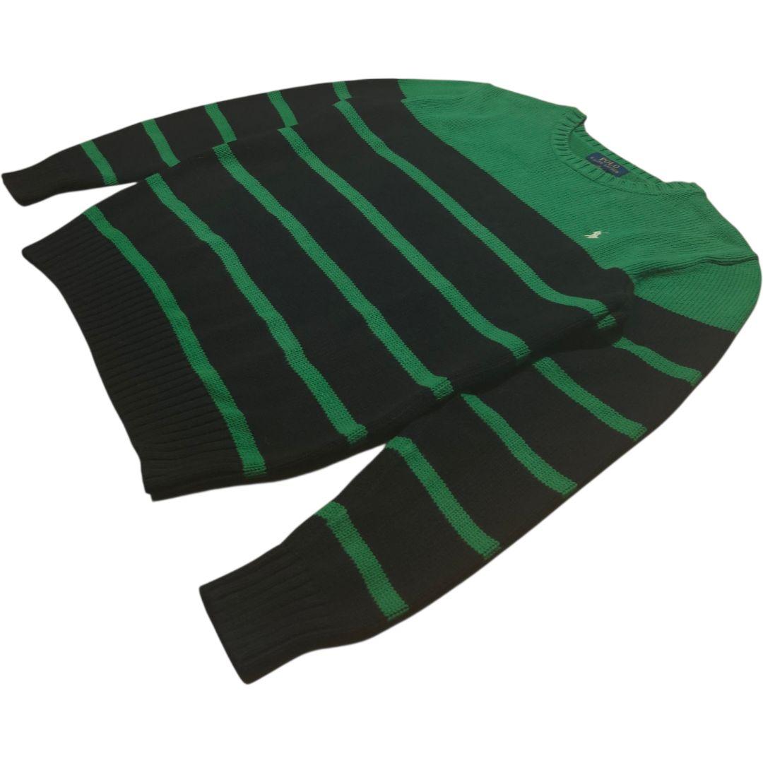 良色　ポロラルフローレン　ボーダーニットセーター　ワンポイント刺繍　POLO