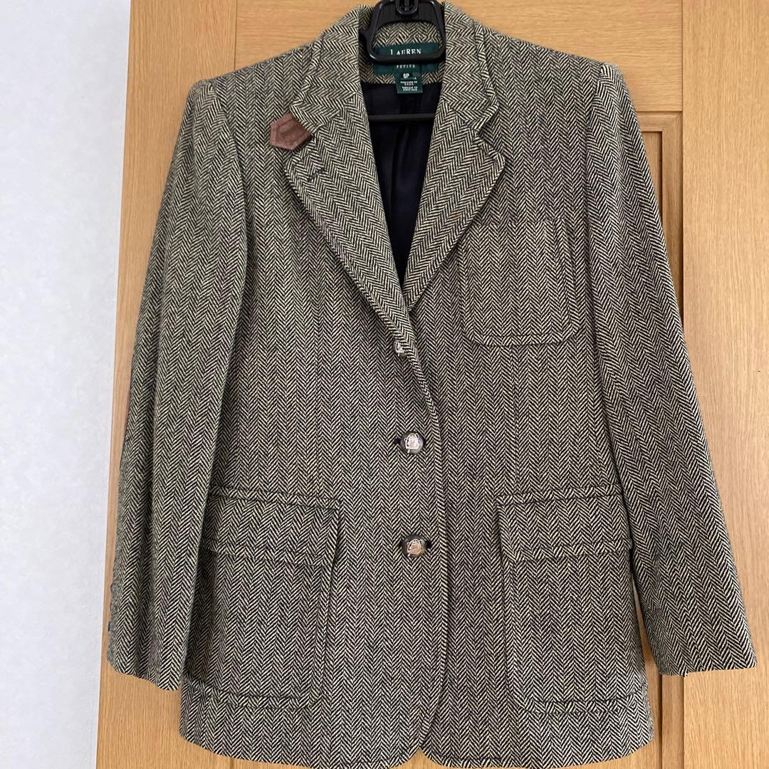 ラルフローレンRalphLauren テーラードJK肘当馬のボタン ツィード