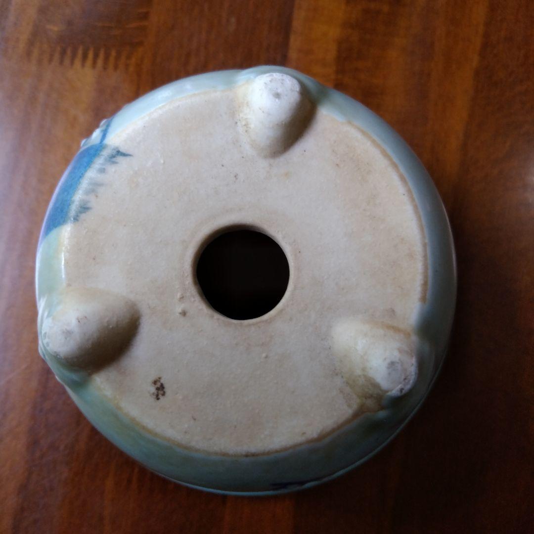 瀬戸　青磁梅花文　植木鉢　骨董