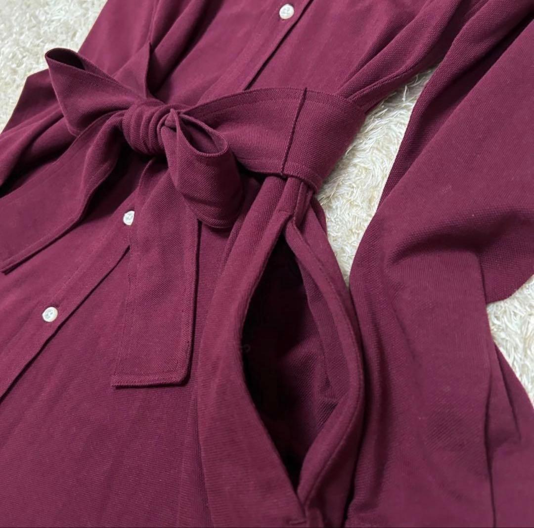 未使用級 ポロラルフローレン シャツワンピース マキシ丈 ポニー刺繍