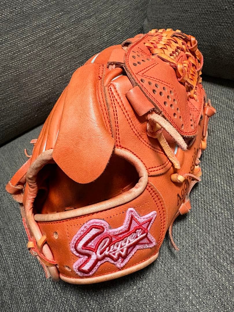 スラッガー KSM-17PS 軟式グローブ 投手用　右投げ オレンジ