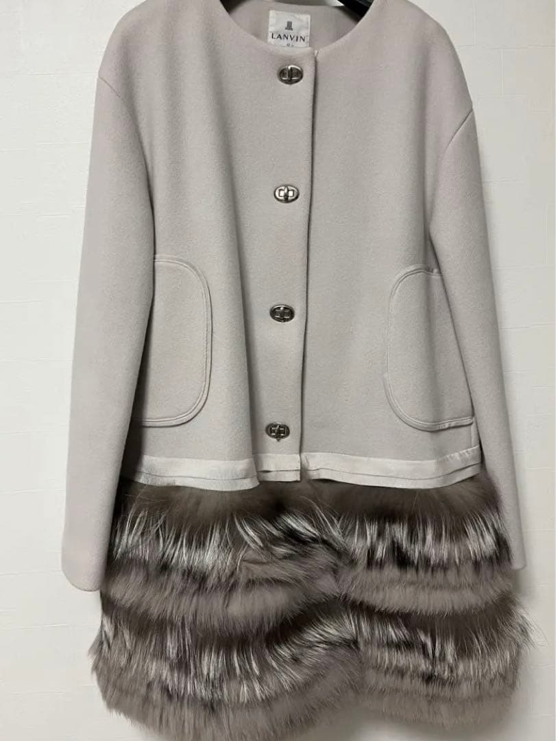 ランバンオンブルー ノーカラー ファーコート