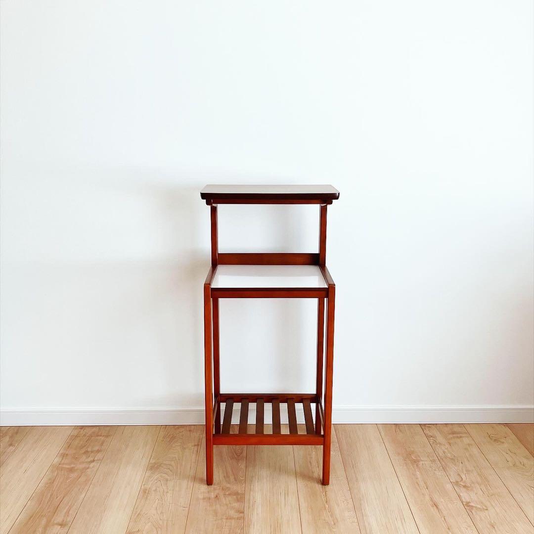 オールドカリモク　電話台　シェルフ　レトロ家具　古家具　ビンテージサイドテーブル