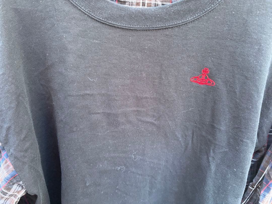 タータンチェックブロッキングポイントスリーブトップ