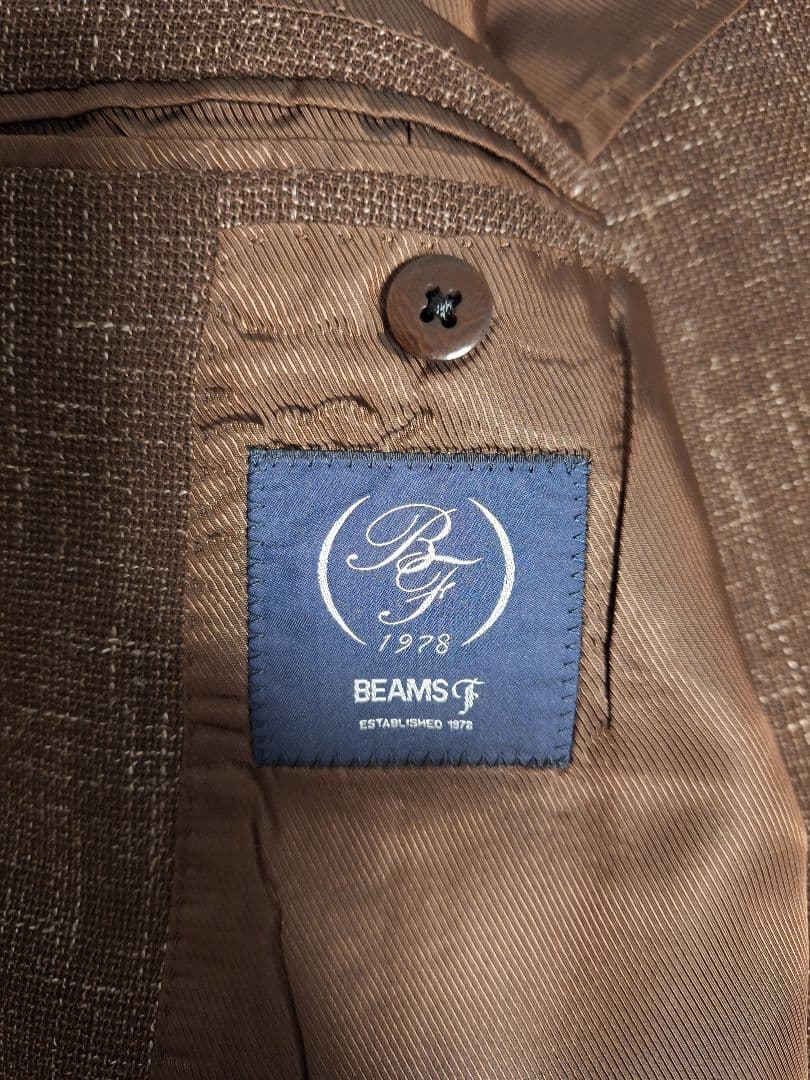 BEAMS F Loro Piana 3ミックスジャケット ブラウン サイズ50