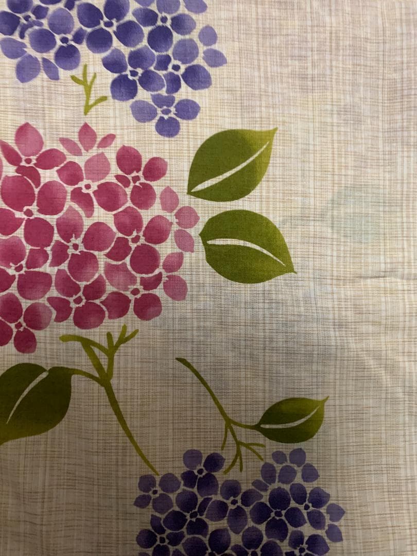 画像の帯つき◆最高級【綿麻浴衣】紫陽花（あじさい）のゆかた◆