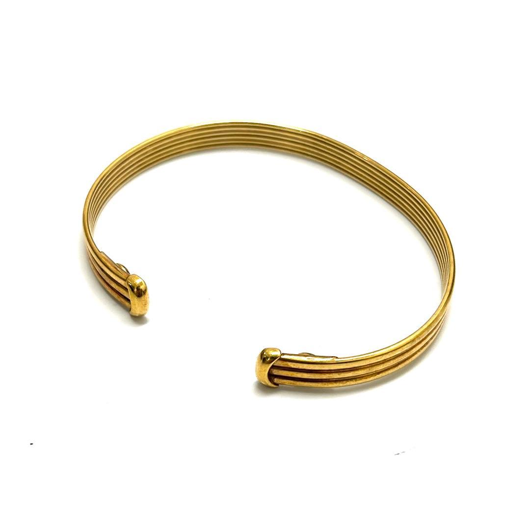 K18 18金　磁気ブレスレット　ストライプデザイン　バングル