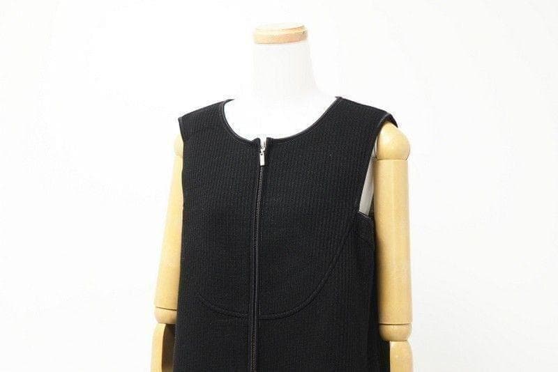 フォクシーニューヨーク ロングジレ ノースリーブワンピース　ダブルジップ　黒