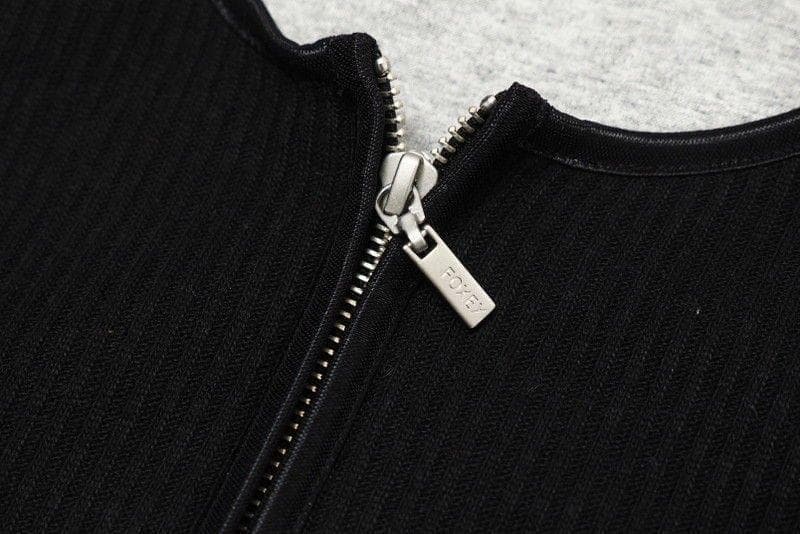 フォクシーニューヨーク ロングジレ ノースリーブワンピース　ダブルジップ　黒