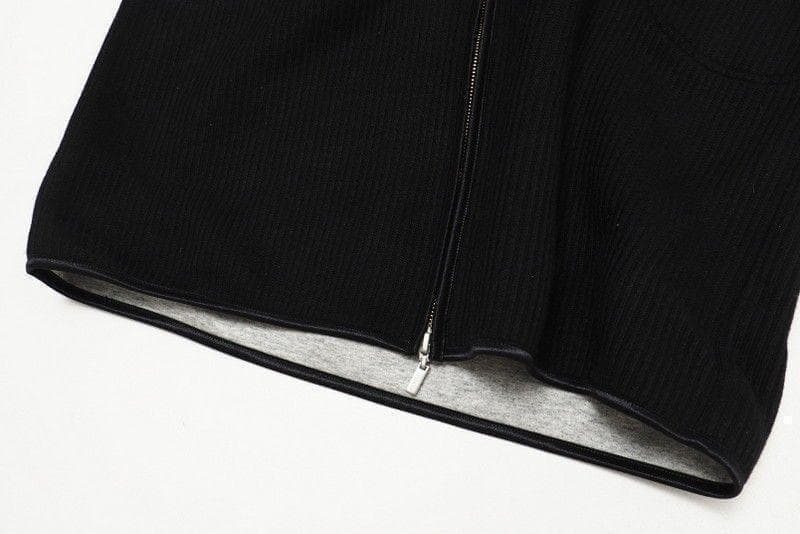 フォクシーニューヨーク ロングジレ ノースリーブワンピース　ダブルジップ　黒