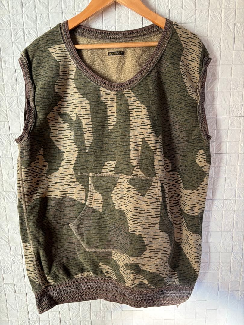 キャピタル KAPITAL 迷彩 スウェット ベスト ノースリーブ
