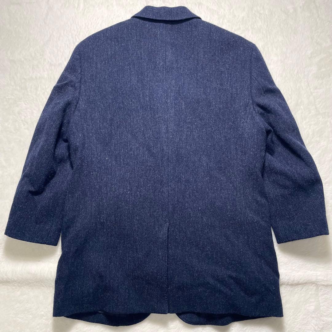 パパス Papas MOON　ウール ツイードジャケット ネイビー　Lサイズ