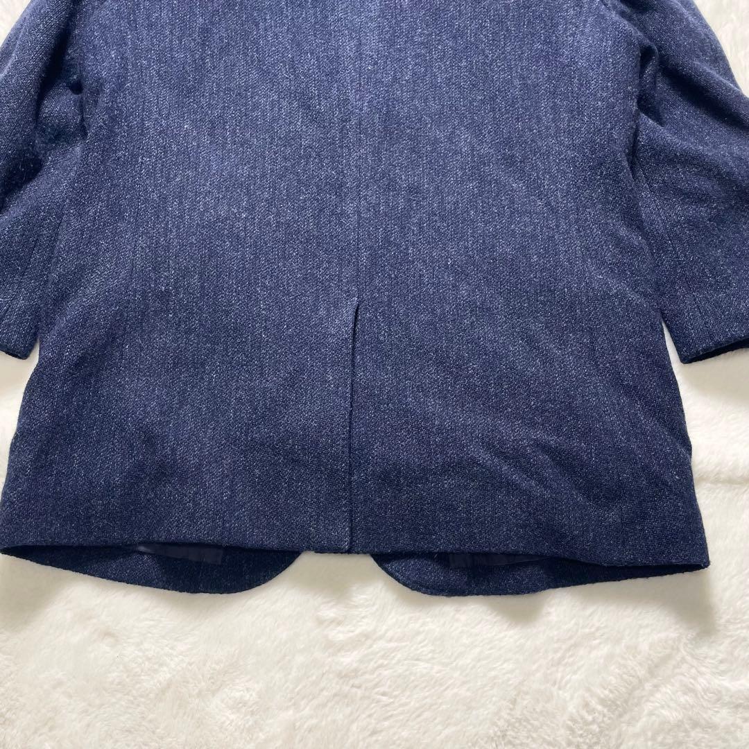 パパス Papas MOON　ウール ツイードジャケット ネイビー　Lサイズ