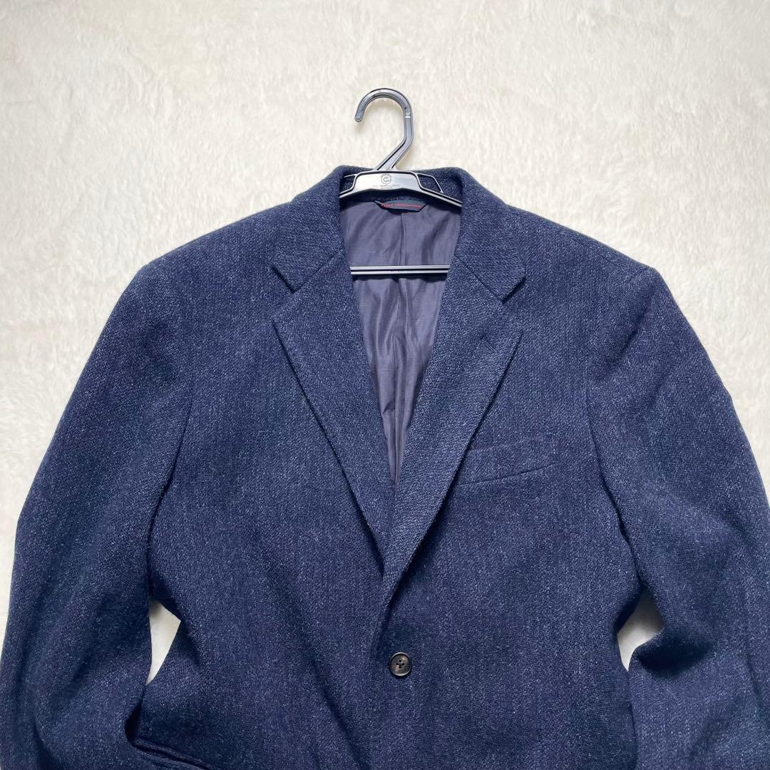 パパス Papas MOON　ウール ツイードジャケット ネイビー　Lサイズ