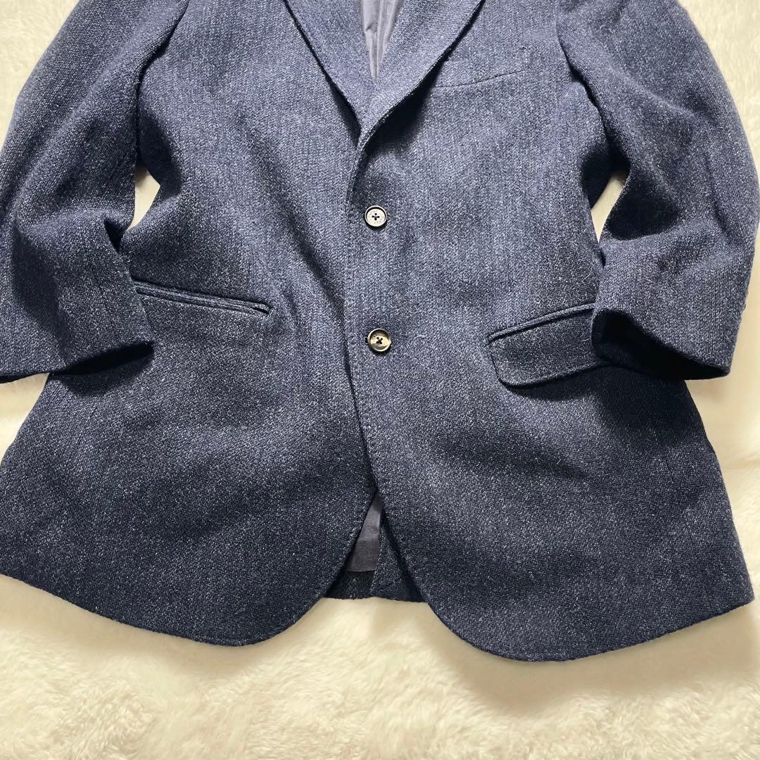 パパス Papas MOON　ウール ツイードジャケット ネイビー　Lサイズ