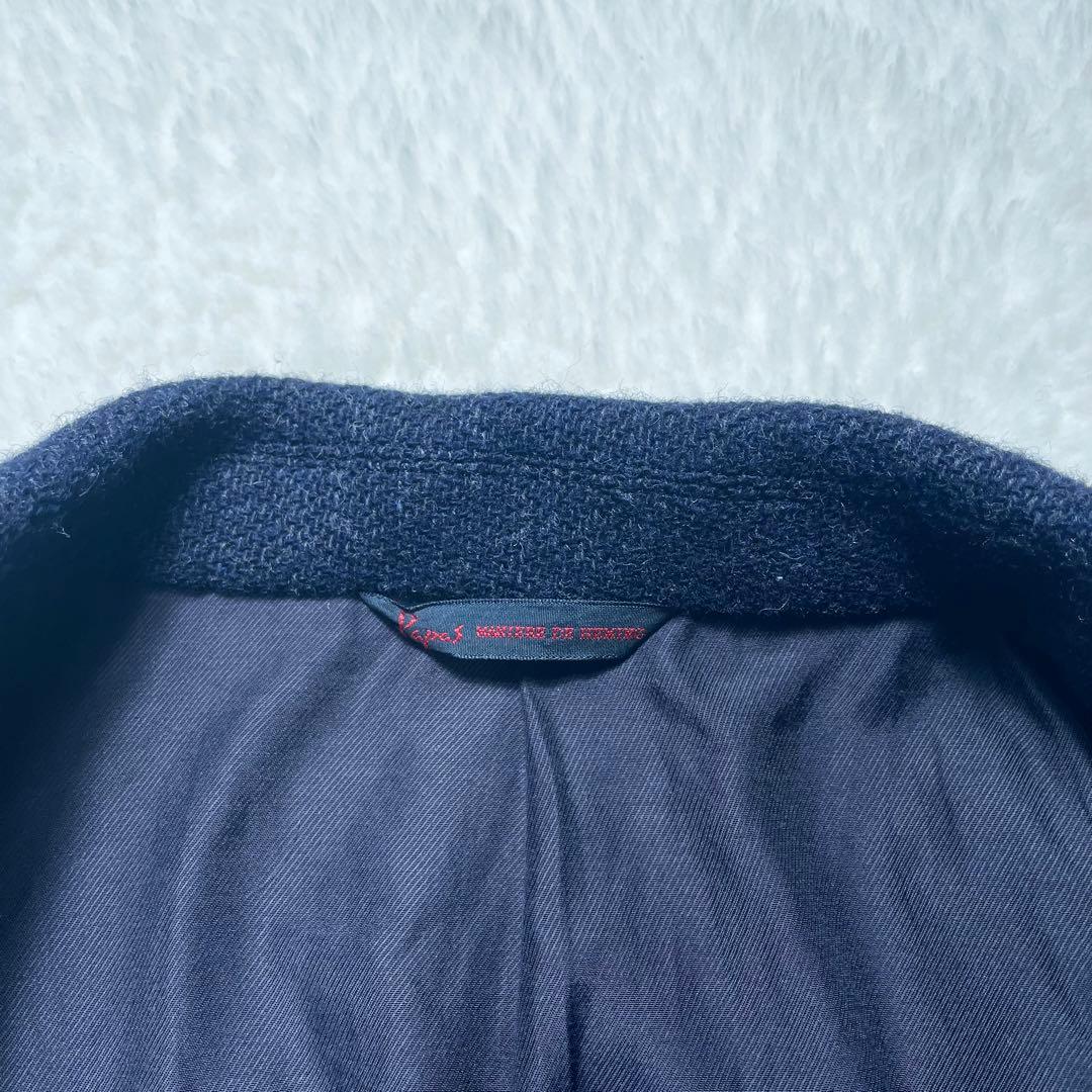 パパス Papas MOON　ウール ツイードジャケット ネイビー　Lサイズ