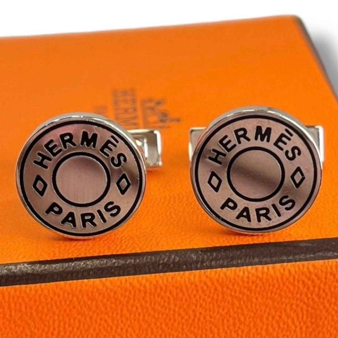 美品 HERMES エルメス リコル2 カフス カフリンクス ビジネス ロゴ